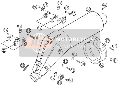 KTM 640 LC4-E ROT Europe (2) 2002 Système d'échappement pour un 2002 KTM 640 LC4-E ROT Europe (2)