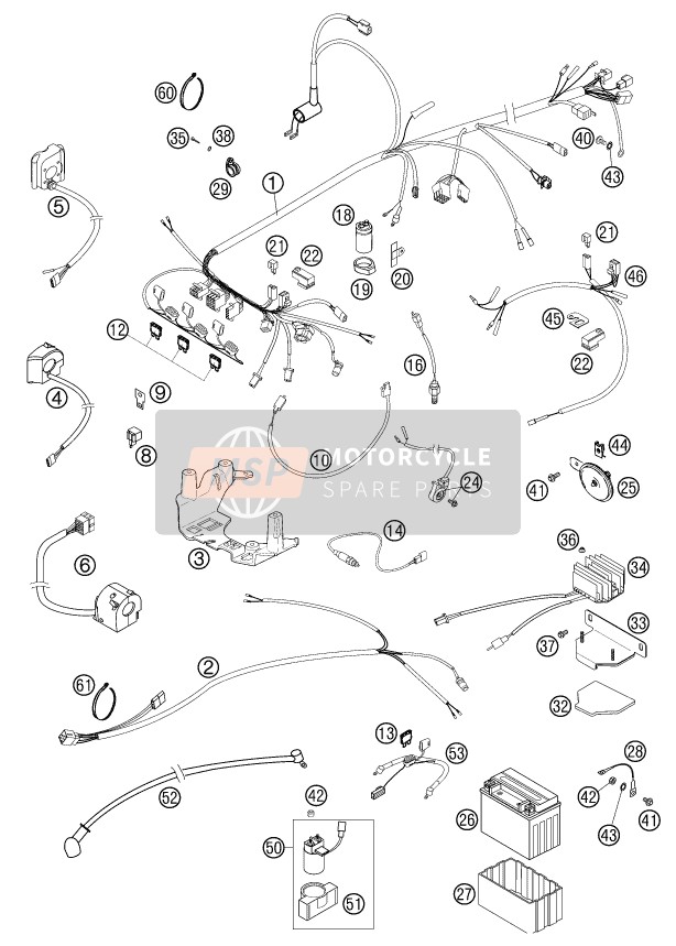 KTM 640 LC4-E ROT Europe 2002 Wiring Harness for a 2002 KTM 640 LC4-E ROT Europe