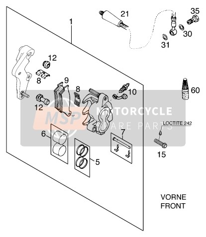 KTM 640 LC4-E Six days Europe 2000 Front Brake Caliper for a 2000 KTM 640 LC4-E Six days Europe