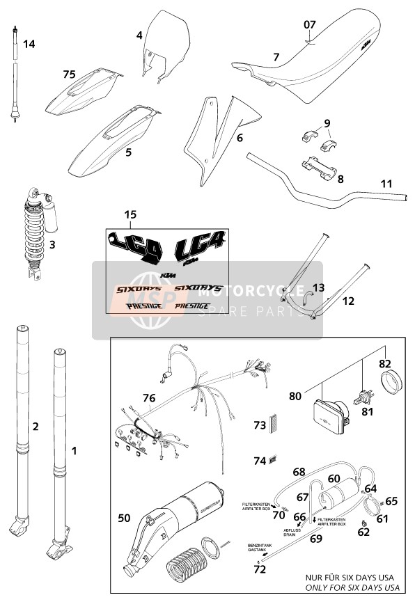 KTM 640 LC4-E Six Days USA 2000 New Parts for a 2000 KTM 640 LC4-E Six Days USA