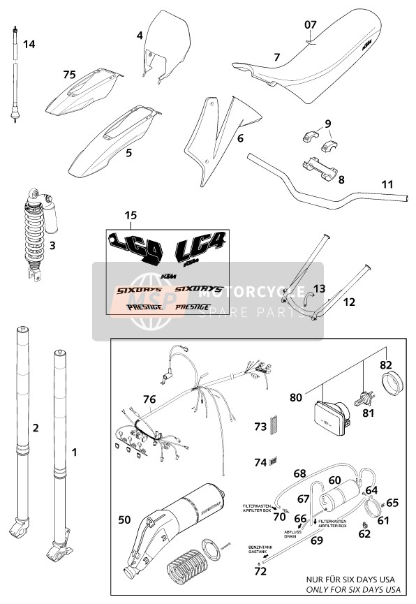 KTM 640 LC4-E Six days Europe 2000 New Parts for a 2000 KTM 640 LC4-E Six days Europe