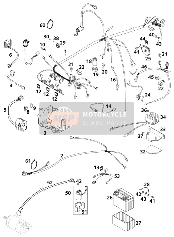 KTM 640 LC4-E Six Days USA 2001 Wiring Harness for a 2001 KTM 640 LC4-E Six Days USA