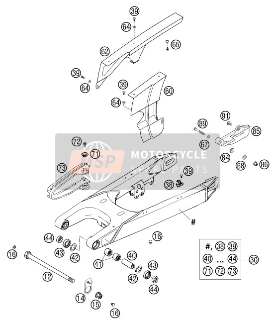 KTM 640 LC4-E STAHLBLAU Europe 2002 Swing Arm for a 2002 KTM 640 LC4-E STAHLBLAU Europe