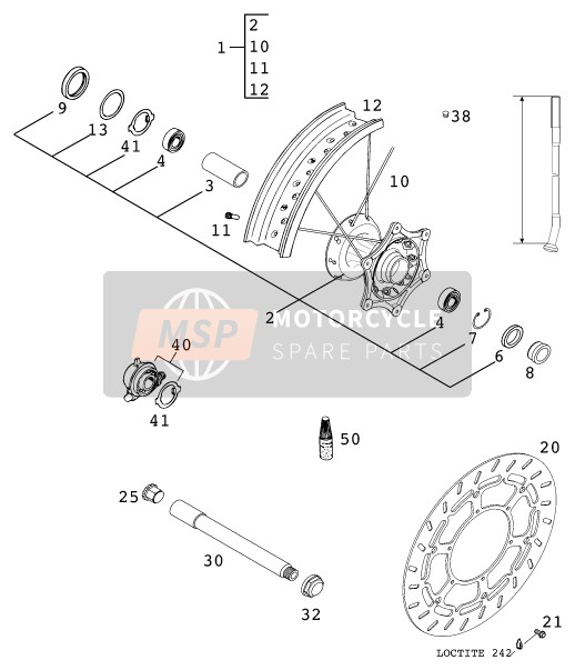 KTM 640 LC4-E Super-Moto USA 2000 Front Wheel for a 2000 KTM 640 LC4-E Super-Moto USA