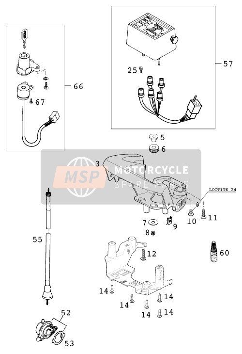 KTM 640 LC4-E Super-Moto USA 2000 Instruments / Lock System for a 2000 KTM 640 LC4-E Super-Moto USA