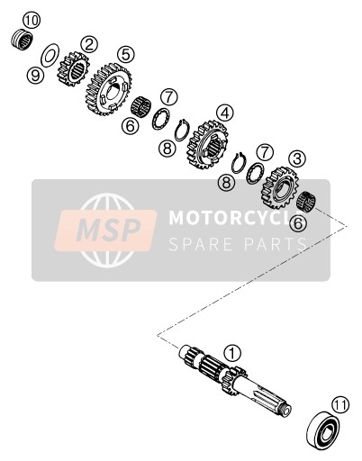 KTM 640 LC4-E Super-Moto USA 2000 Transmissie I - Hoofdas voor een 2000 KTM 640 LC4-E Super-Moto USA