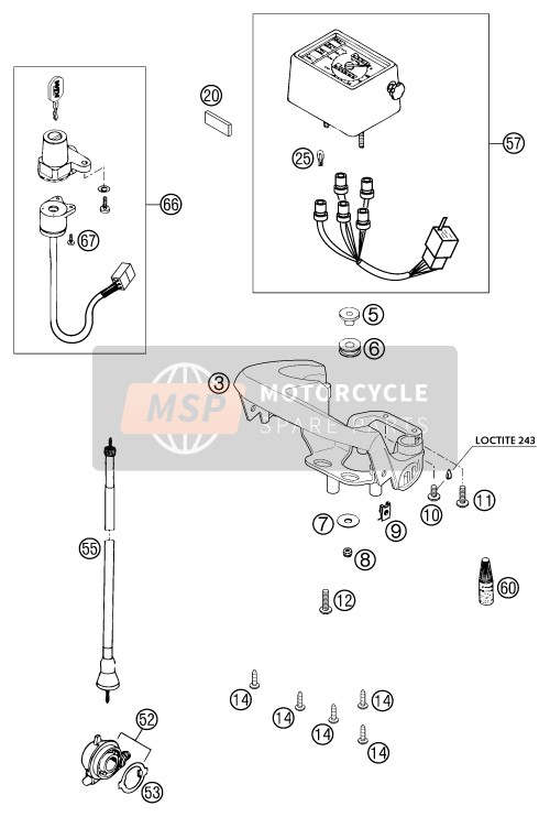 KTM 640 LC4-E Super-Moto ROT Europe 2002 Instruments / Lock System for a 2002 KTM 640 LC4-E Super-Moto ROT Europe