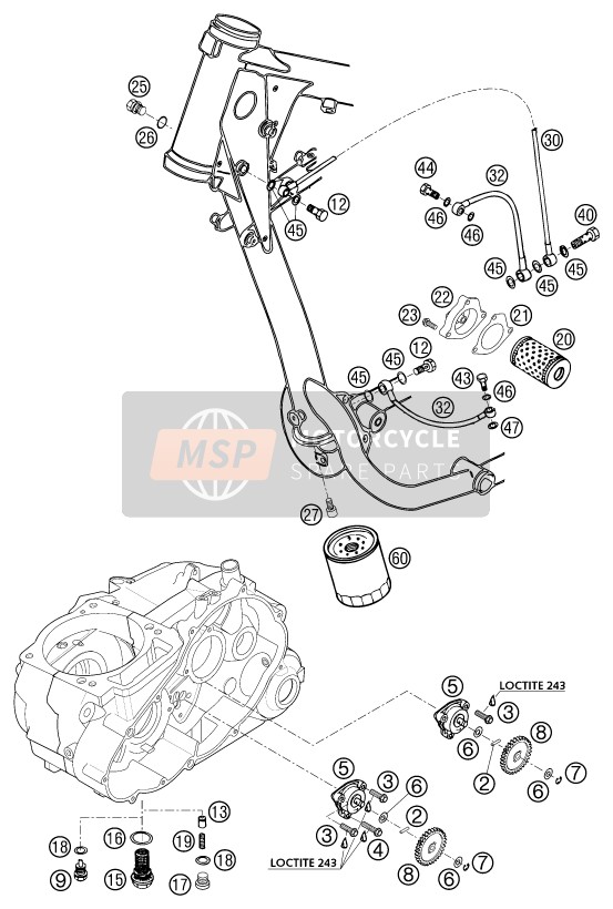 KTM 640 LC4-E Super-Moto ROT Europe 2002 Smeersysteem voor een 2002 KTM 640 LC4-E Super-Moto ROT Europe