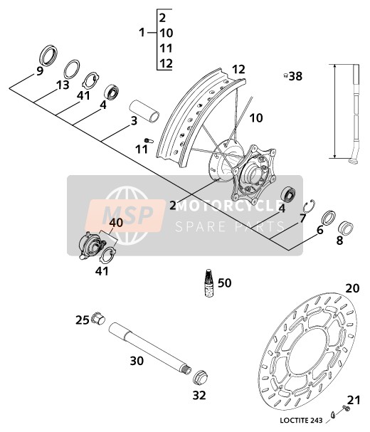 KTM 640 LC4-E SUPER MOTO Australia 2001 Front Wheel for a 2001 KTM 640 LC4-E SUPER MOTO Australia