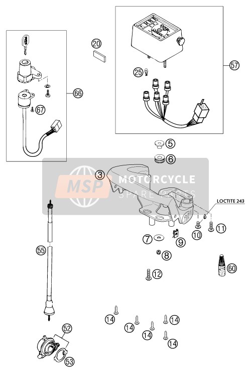 KTM 640 LC4-E SUPER MOTO ROT Australia 2002 Instruments / Lock System for a 2002 KTM 640 LC4-E SUPER MOTO ROT Australia