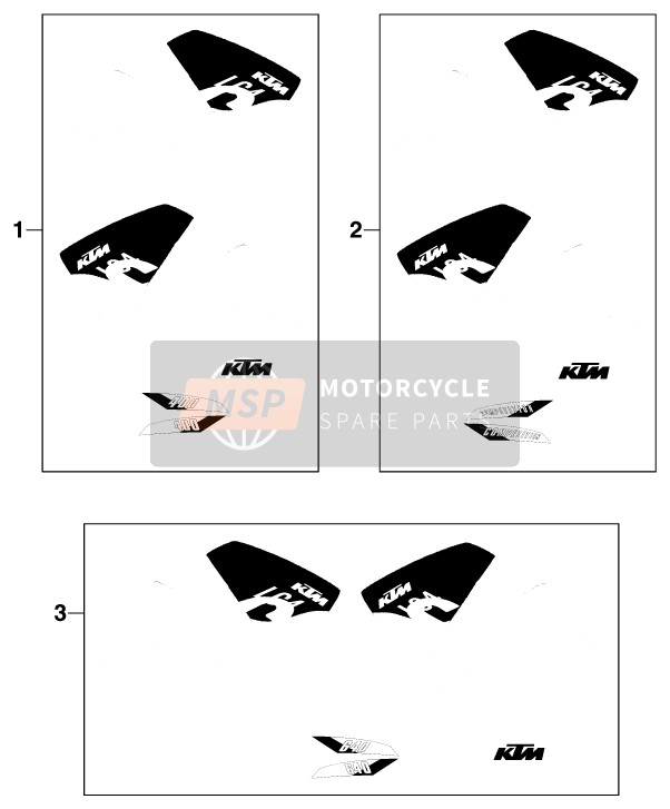 KTM 640 LC4 - SILBER/18,5Lt Europe 1999 Decal for a 1999 KTM 640 LC4 - SILBER/18,5Lt Europe