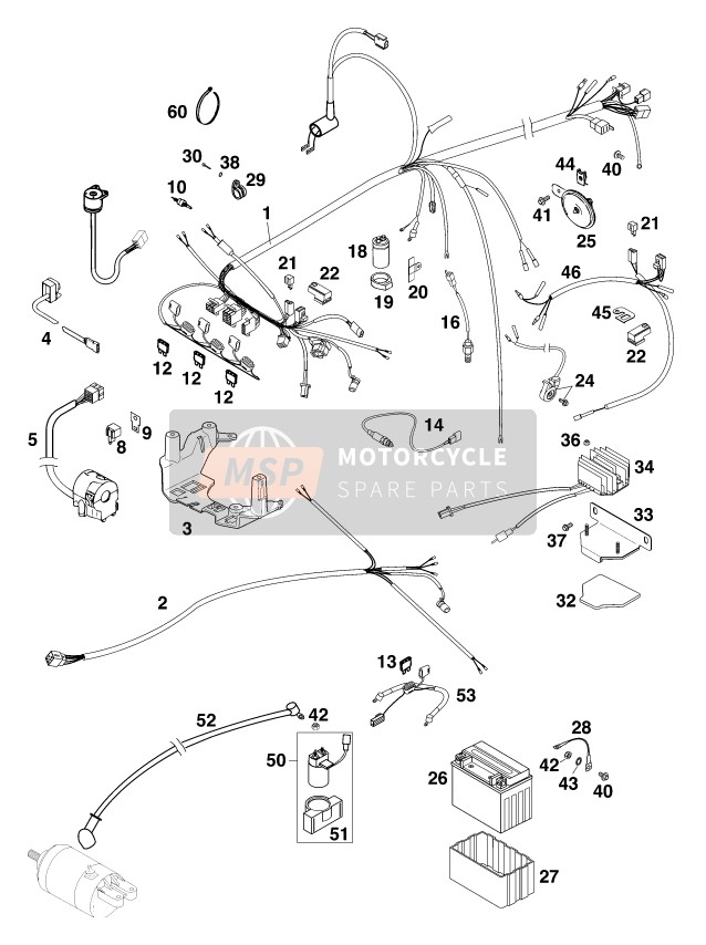 KTM 640 LC4 - SILBER/18,5Lt Europe 1999 Wiring Harness for a 1999 KTM 640 LC4 - SILBER/18,5Lt Europe