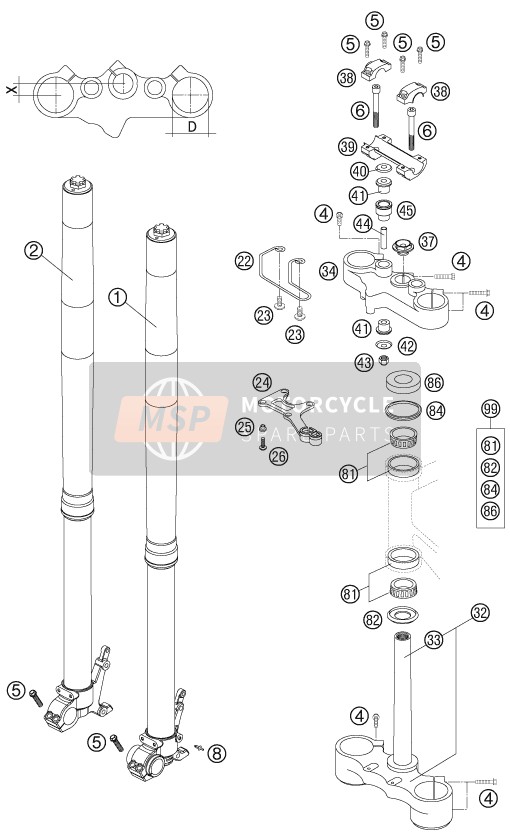 Tenedor frontal, Abrazadera triple