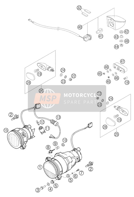 KTM 640 LC4 ADVENTURE AU, GB 2006 Système d'éclairage pour un 2006 KTM 640 LC4 ADVENTURE AU, GB