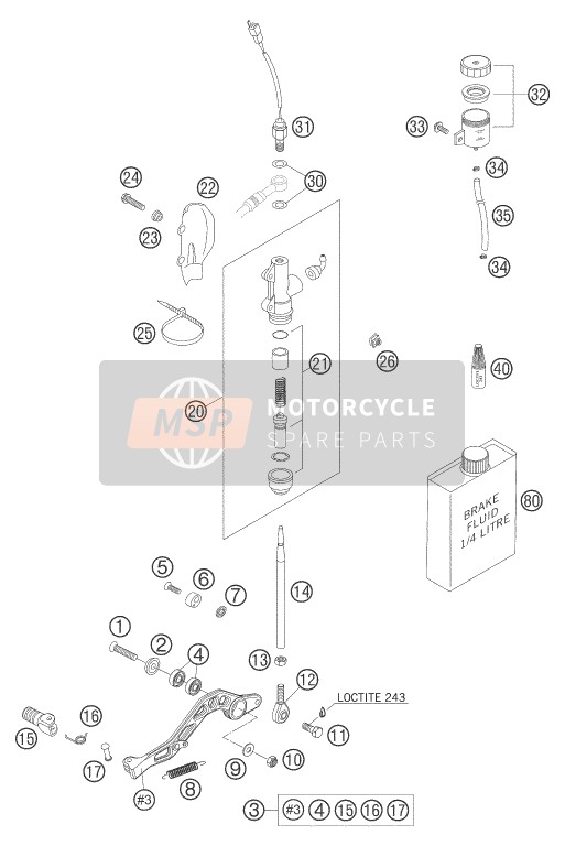 KTM 640 LC4 ADVENTURE USA 2006 Controllo freno posteriore per un 2006 KTM 640 LC4 ADVENTURE USA