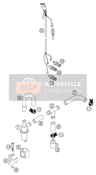 KTM 640 LC4 SUPERMOTO GB 2003 Elektronische vermogensregeling EPC voor een 2003 KTM 640 LC4 SUPERMOTO GB