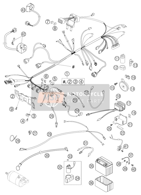 KTM 640 LC4 SUPERMOTO GB (2) 2003 Wiring Harness for a 2003 KTM 640 LC4 SUPERMOTO GB (2)