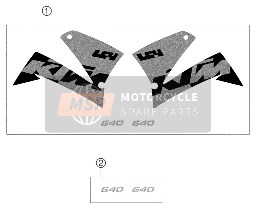 KTM 640 LC4 SUPERMOTO BLACK Europe 2003 Sticker voor een 2003 KTM 640 LC4 SUPERMOTO BLACK Europe