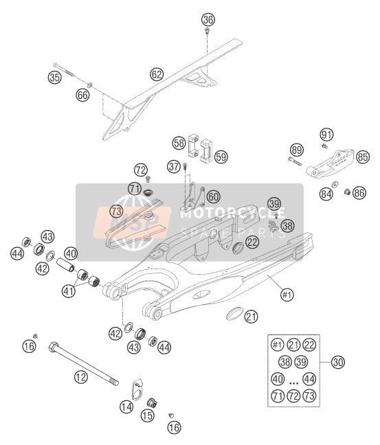 KTM 640 LC4 SUPERMOTO BLACK Europe 2005 Swing Arm for a 2005 KTM 640 LC4 SUPERMOTO BLACK Europe