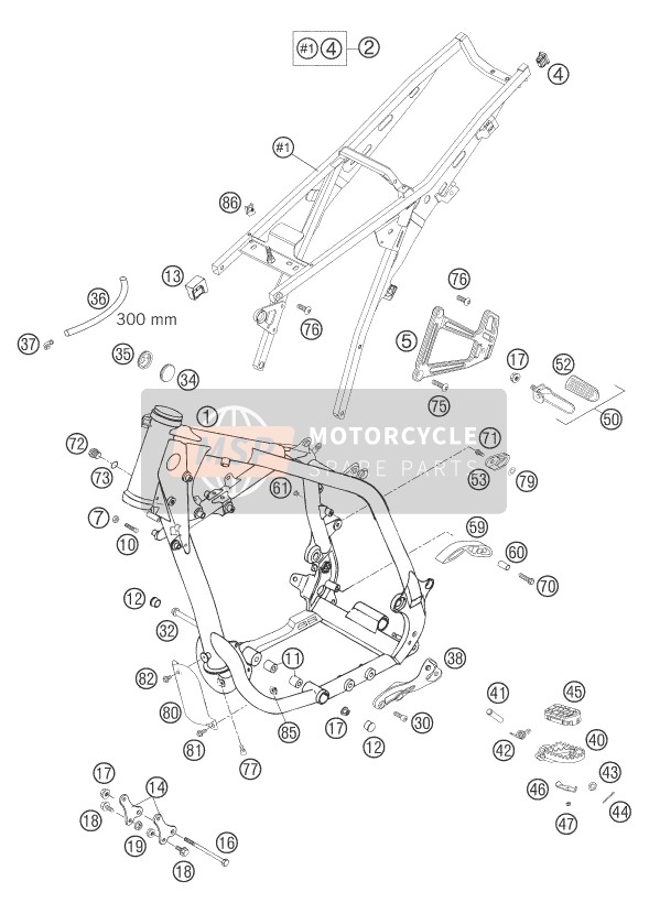 KTM 640 LC4 SUPERMOTO ORANGE AU, GB 2005 Frame for a 2005 KTM 640 LC4 SUPERMOTO ORANGE AU, GB