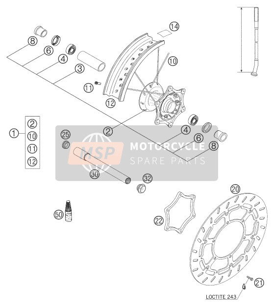 KTM 640 LC4 SUPERMOTO ORANGE AU, GB 2005 Front Wheel for a 2005 KTM 640 LC4 SUPERMOTO ORANGE AU, GB