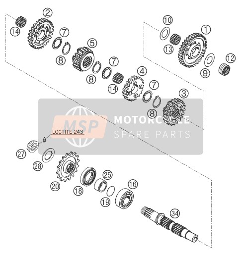 KTM 640 LC4 SUPERMOTO ORANGE Europe 2006 Transmission II - Counter Shaft for a 2006 KTM 640 LC4 SUPERMOTO ORANGE Europe