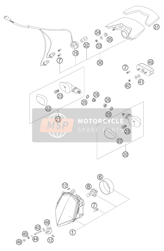 KTM 640 LC4 SUPERMOTO PRESTIGE Europe 2005 Système d'éclairage pour un 2005 KTM 640 LC4 SUPERMOTO PRESTIGE Europe