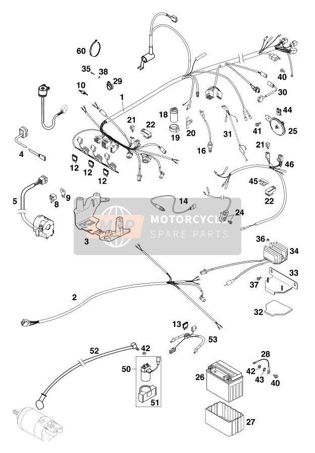 KTM 640 LC 4 Europe 1999 Wiring Harness for a 1999 KTM 640 LC 4 Europe