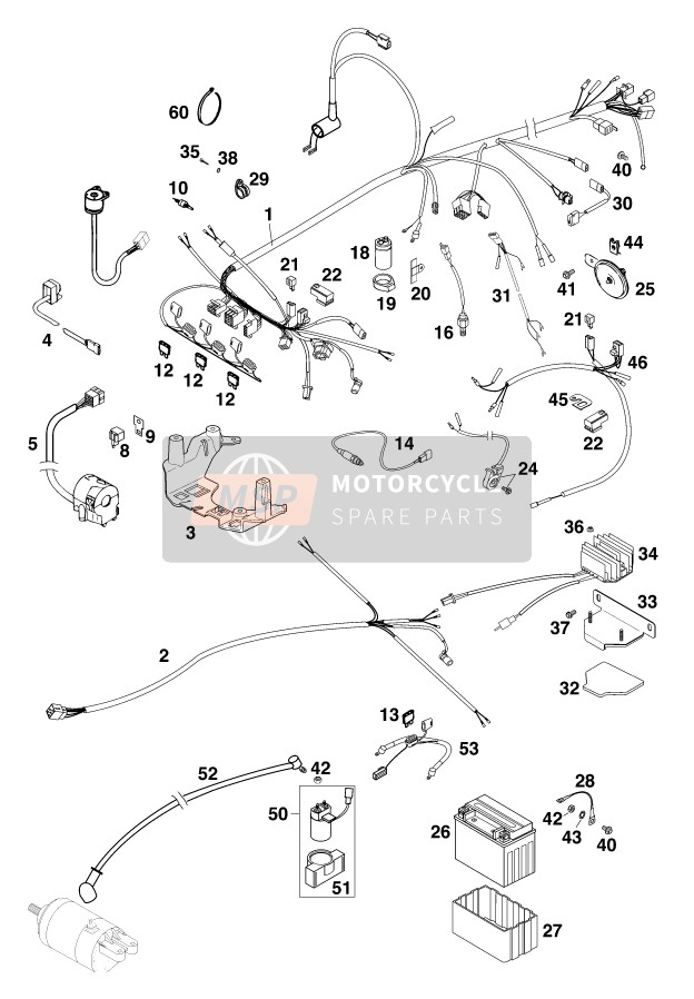 KTM 640 LC 4 Europe 1999 Arnés de cableado para un 1999 KTM 640 LC 4 Europe