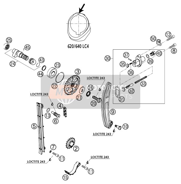 KTM 640 LC 4-E SUPERMOTO ROT USA 2002 Timing Drive for a 2002 KTM 640 LC 4-E SUPERMOTO ROT USA