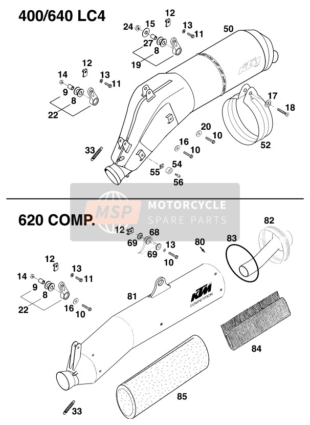 KTM 640 LC 4 Europe 1998 Main Silencer for a 1998 KTM 640 LC 4 Europe