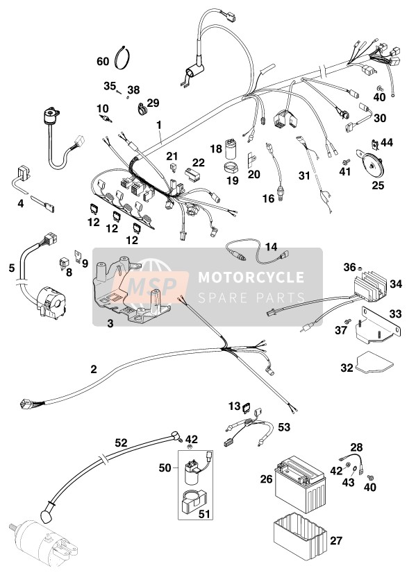 KTM 640 LC 4 Europe 1998 Wiring Harness for a 1998 KTM 640 LC 4 Europe