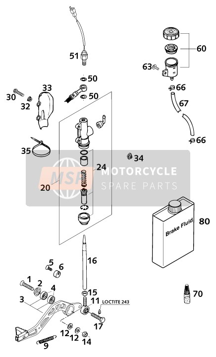 KTM 640 LC 4 USA 2001 Control de freno delantero para un 2001 KTM 640 LC 4 USA