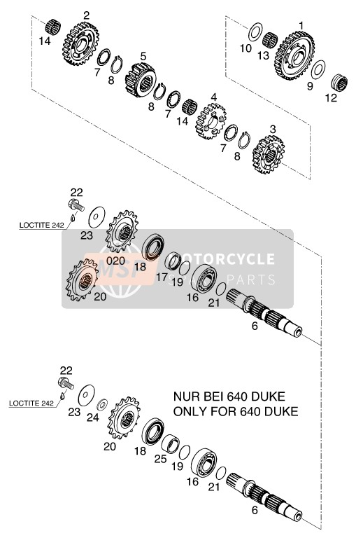 KTM 640 LC 4 SUPER MOTO USA 2001 Transmission II - Contre-arbre pour un 2001 KTM 640 LC 4 SUPER MOTO USA