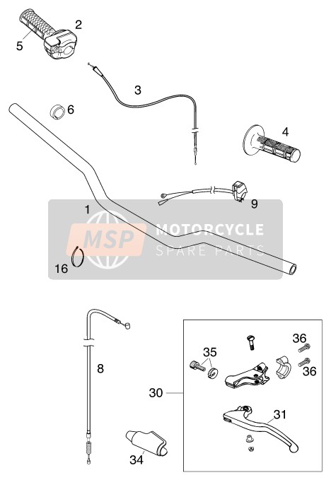 KTM 65 SX Europe 1999 Lenker - Steuerungen für ein 1999 KTM 65 SX Europe