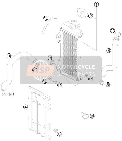 KTM 65 SX Europe 2008 Sistema de refrigeración para un 2008 KTM 65 SX Europe