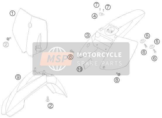 KTM 65 XC USA 2008 ABDECKUNG, KOTFLÜGEL für ein 2008 KTM 65 XC USA