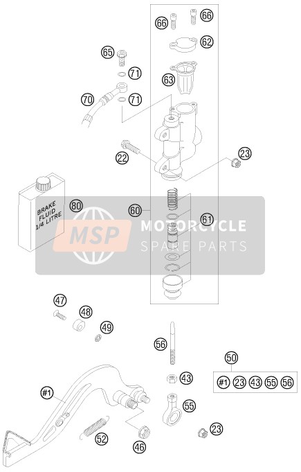 KTM 65 XC USA 2008 Rear Brake Control for a 2008 KTM 65 XC USA