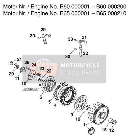 KTM 65 SX Europe 2000 Clutch for a 2000 KTM 65 SX Europe