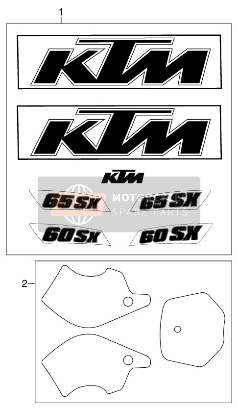 KTM 65 SX Europe 2000 Sticker voor een 2000 KTM 65 SX Europe