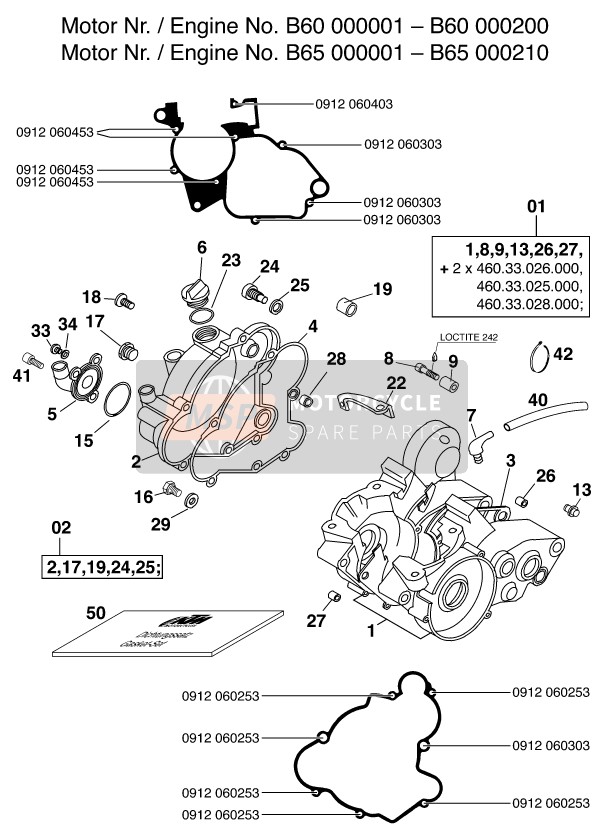 KTM 65 SX Europe 2001 Motorbehuizing voor een 2001 KTM 65 SX Europe