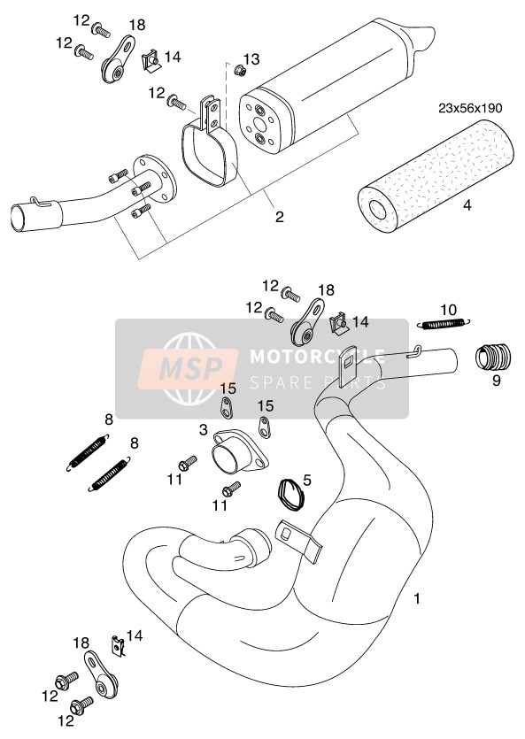 KTM 65 SX Europe (2) 2001 Exhaust System for a 2001 KTM 65 SX Europe (2)