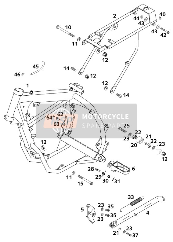 KTM 65 SX Europe 2001 Frame voor een 2001 KTM 65 SX Europe