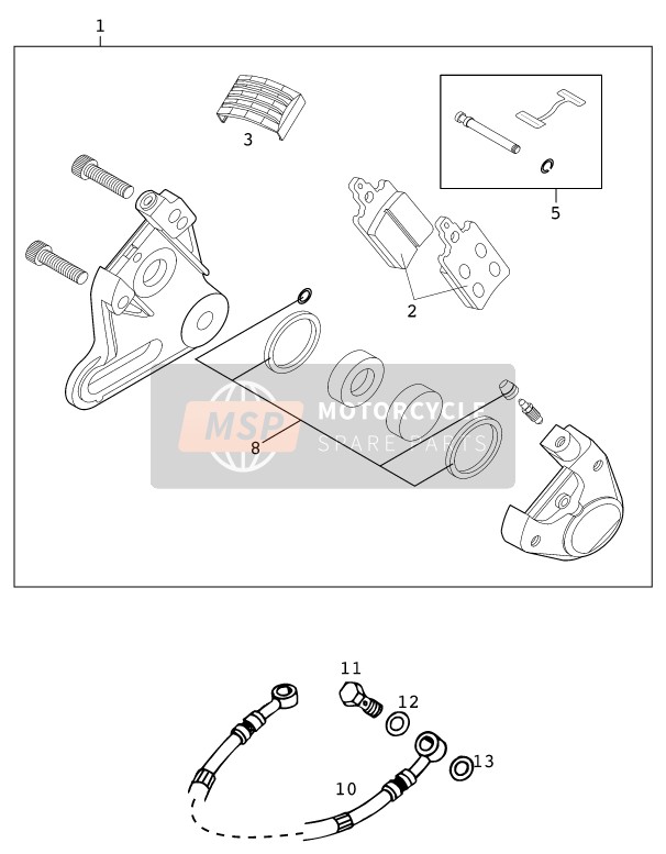 KTM 65 SX Europe (2) 2001 Pinza freno posteriore per un 2001 KTM 65 SX Europe (2)