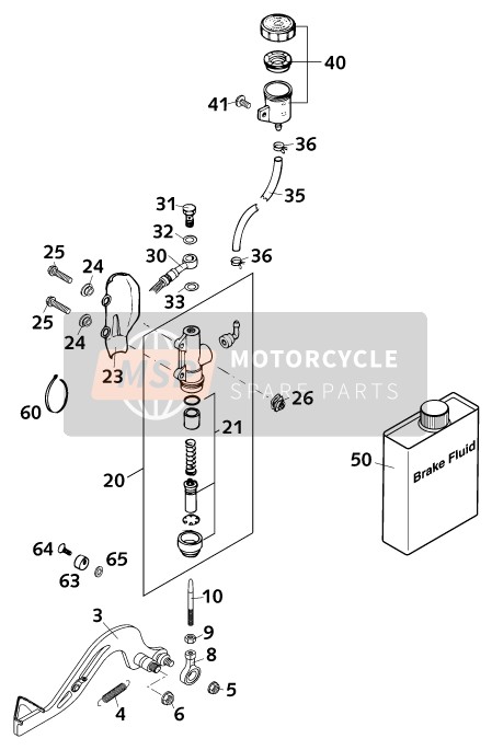 KTM 65 SX Europe (2) 2001 Commande de frein arrière pour un 2001 KTM 65 SX Europe (2)