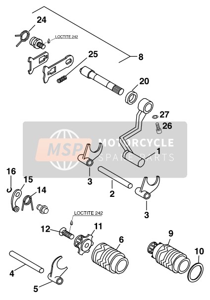 KTM 65 SX Europe (2) 2001 SCHALTMECHANISMUS für ein 2001 KTM 65 SX Europe (2)