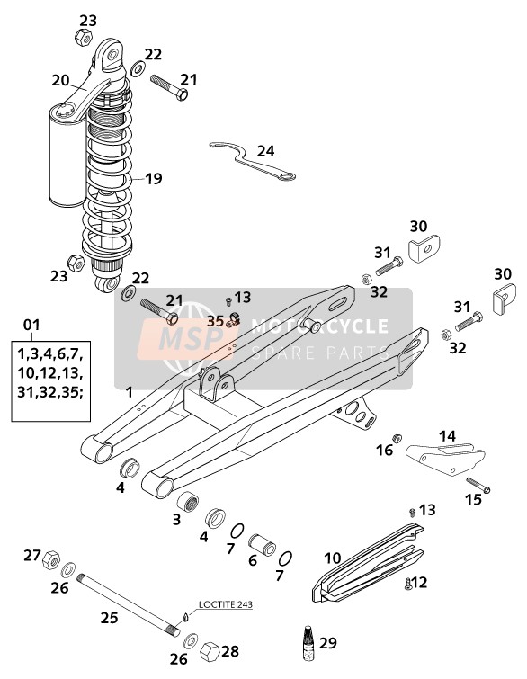 KTM 65 SX Europe (2) 2001 Brazo oscilante para un 2001 KTM 65 SX Europe (2)