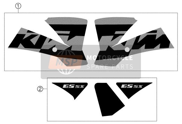 KTM 65 SX Europe 2004 Decal for a 2004 KTM 65 SX Europe