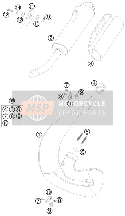 KTM 65 SX Europe (2) 2008 Uitlaatsysteem voor een 2008 KTM 65 SX Europe (2)