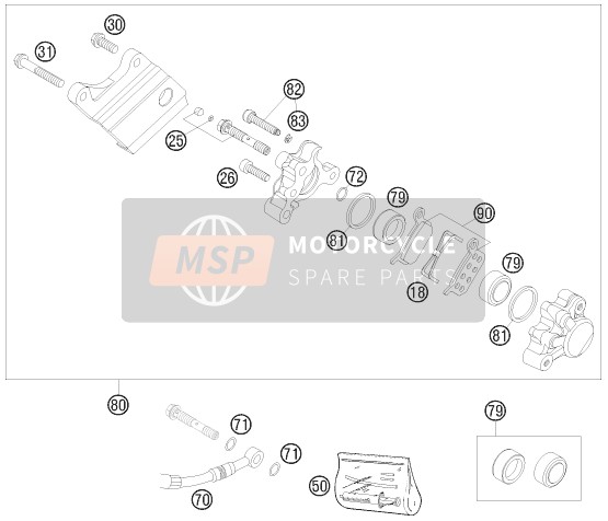 KTM 65 SX Europe (2) 2008 Pinza de freno trasero para un 2008 KTM 65 SX Europe (2)